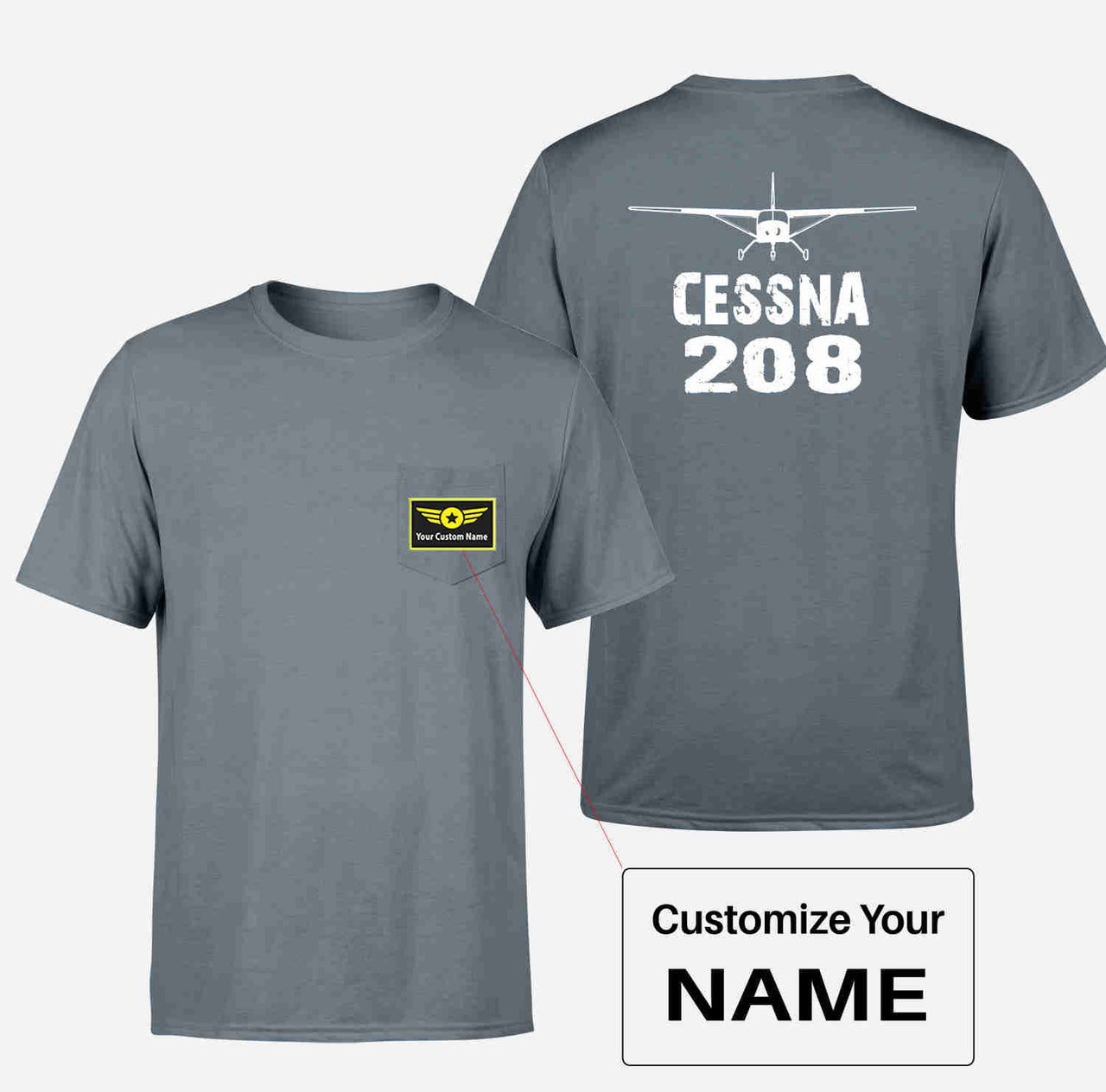 Cessna 208 & Plane Designed Pocket T-Shirts