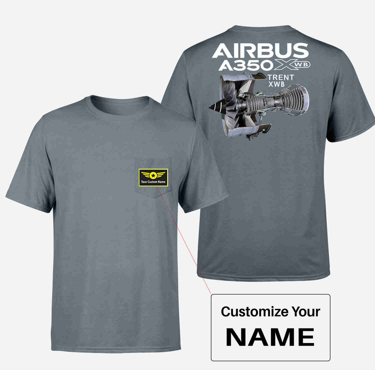 Airbus A350 & Trent Wxb Engine Designed Pocket T-Shirts