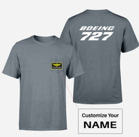 Thumbnail for Boeing 727 & Text Designed Pocket T-Shirts