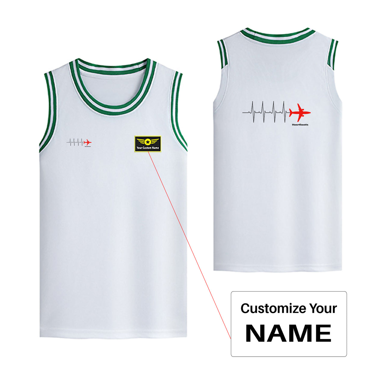 Aviation Heartbeats Designed Basketball Style Sports Tank Tops