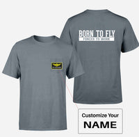 Thumbnail for Born To Fly Forced To Work Designed Pocket T-Shirts