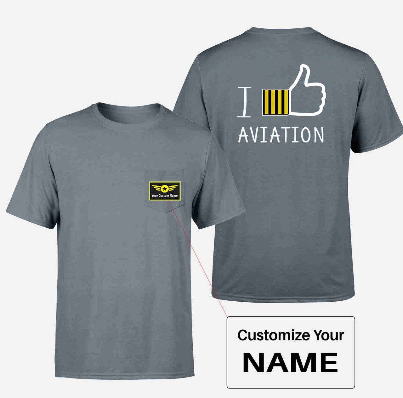 I Like Aviation Designed Pocket T-Shirts