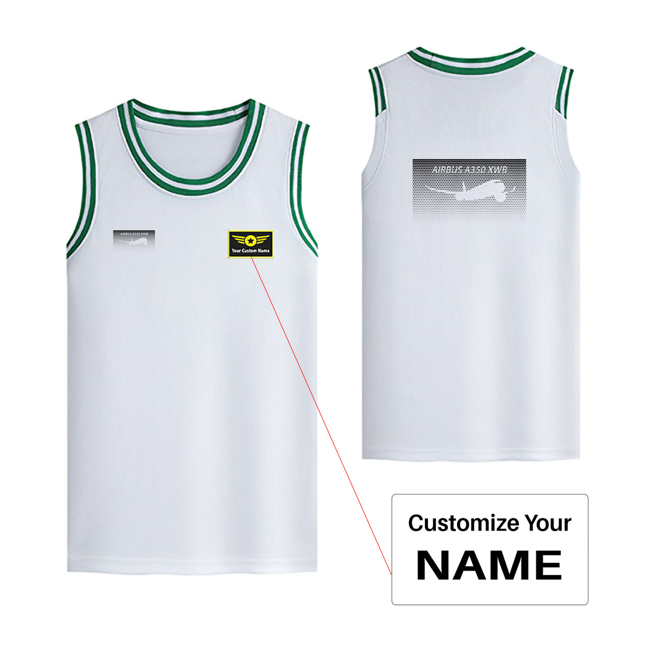 Airbus A350XWB & Dots Designed Basketball Style Sports Tank Tops