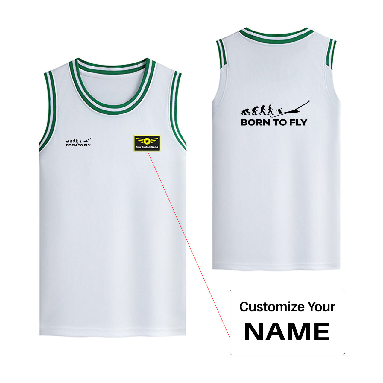 Born To Fly Glider Designed Basketball Style Sports Tank Tops