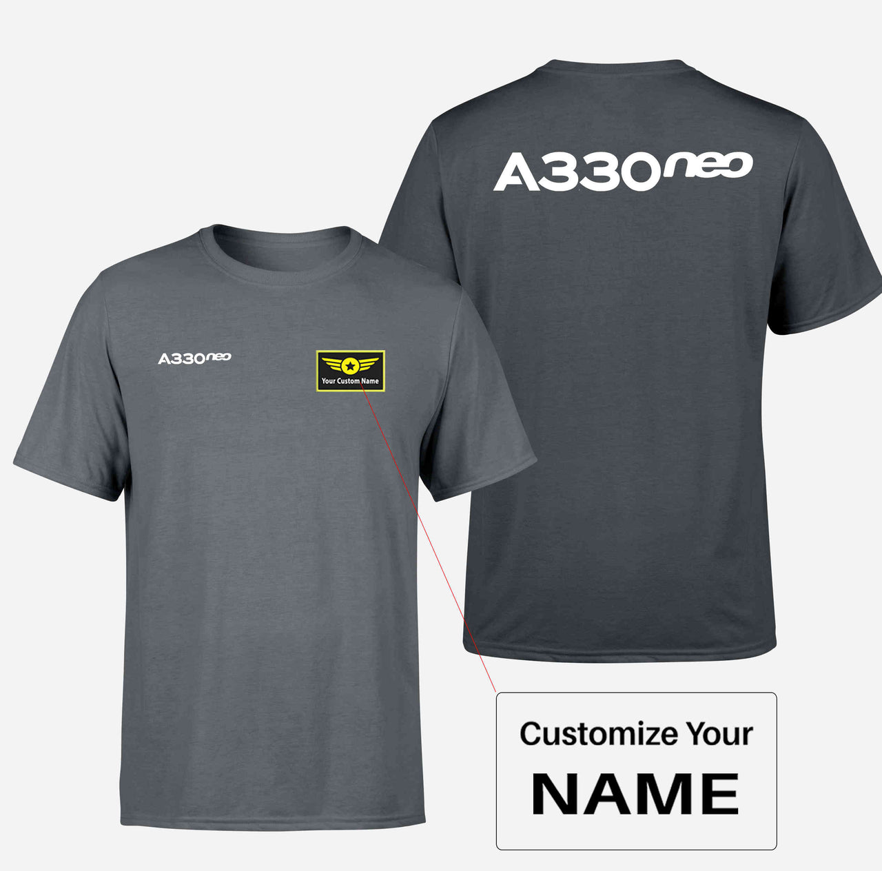 A330neo & Text Double-Side T-Shirts