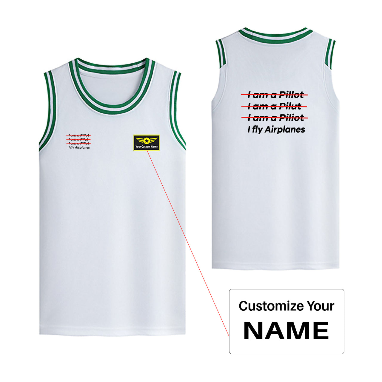 I Fly Airplanes Designed Basketball Style Sports Tank Tops