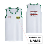 Thumbnail for I Fly Airplanes Designed Basketball Style Sports Tank Tops