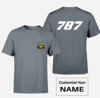 Thumbnail for 787 Flat Text Designed Pocket T-Shirts