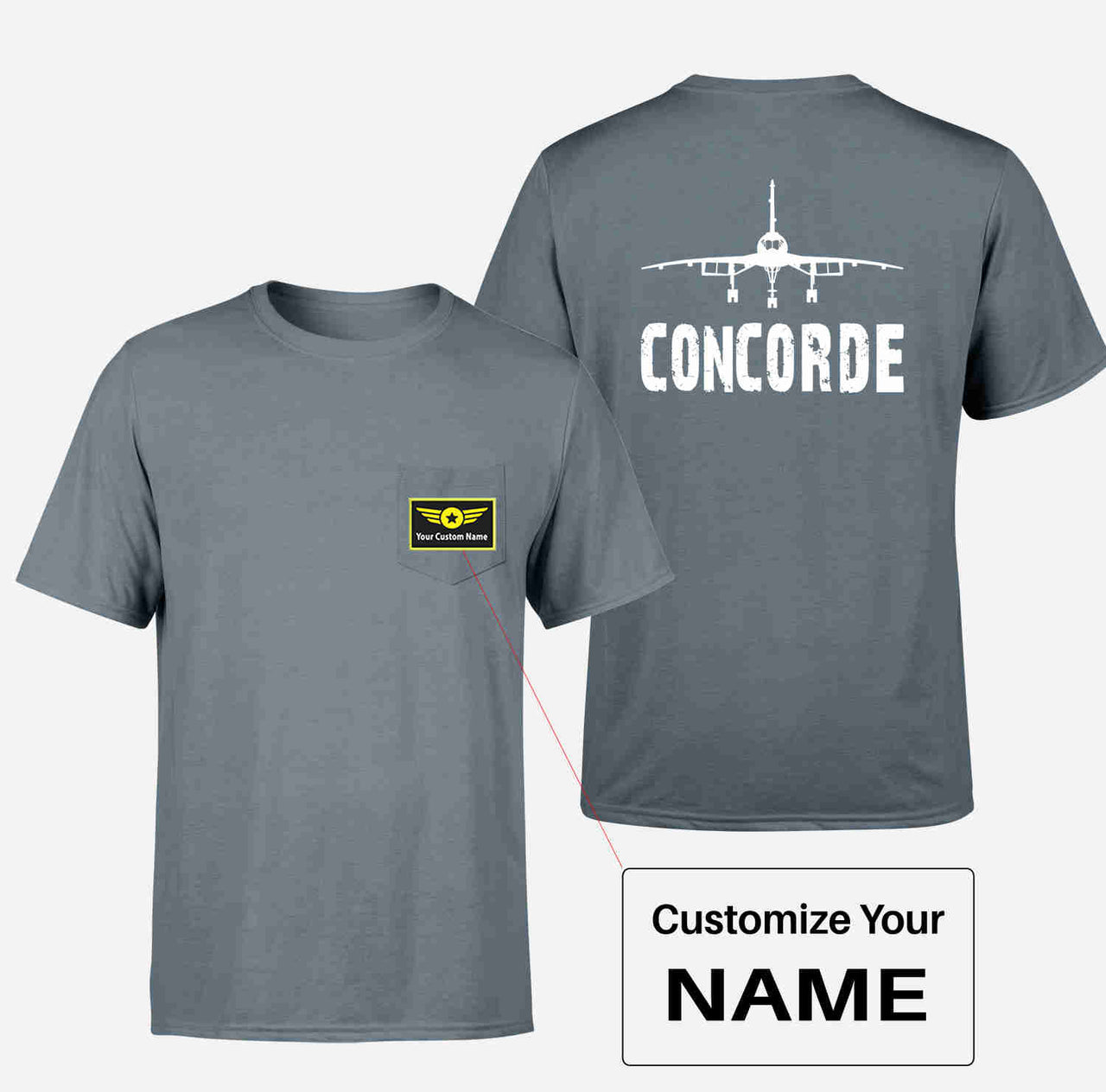 Concorde & Plane Designed Pocket T-Shirts