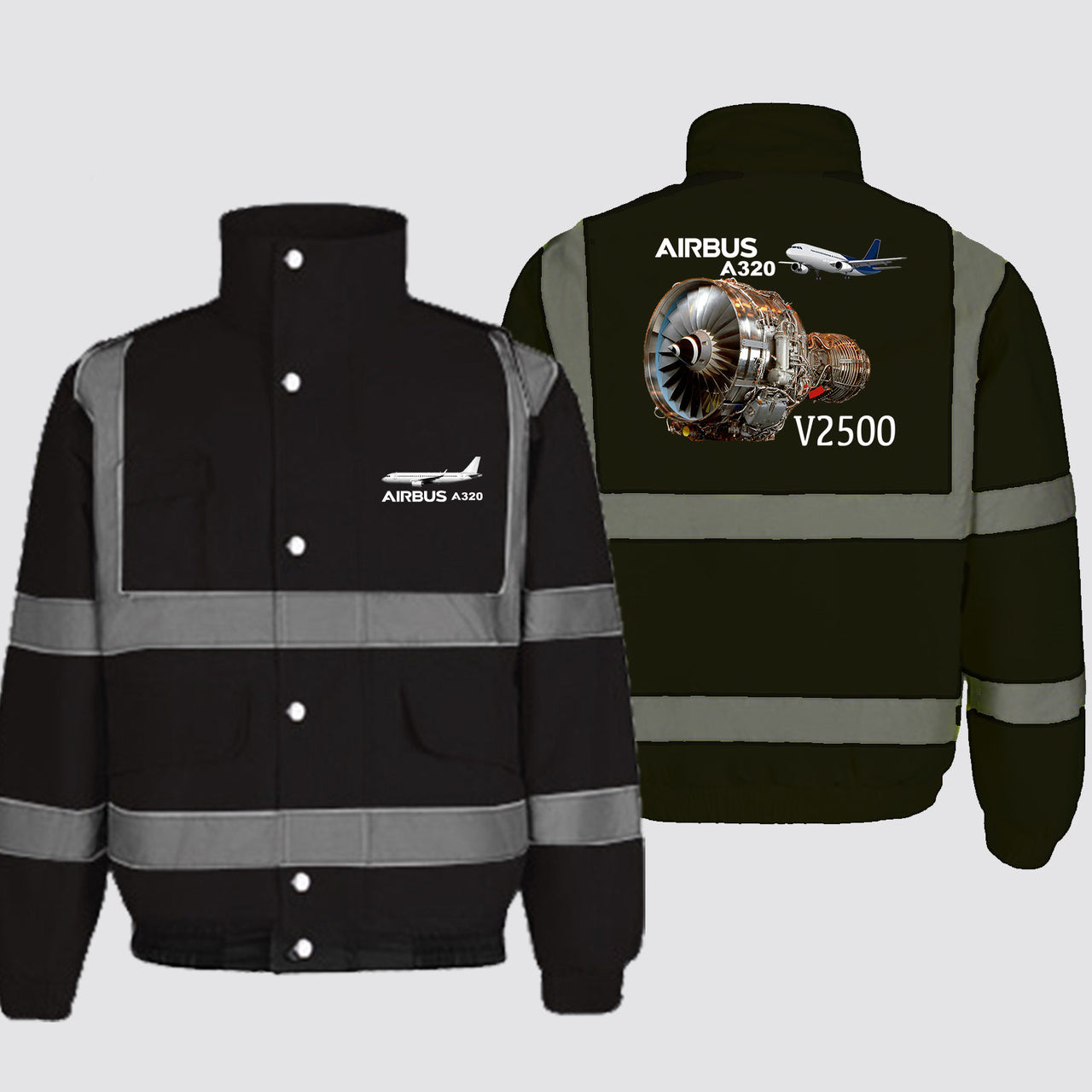 Airbus A320 & V2500 Engine Designed Reflective Winter Jackets