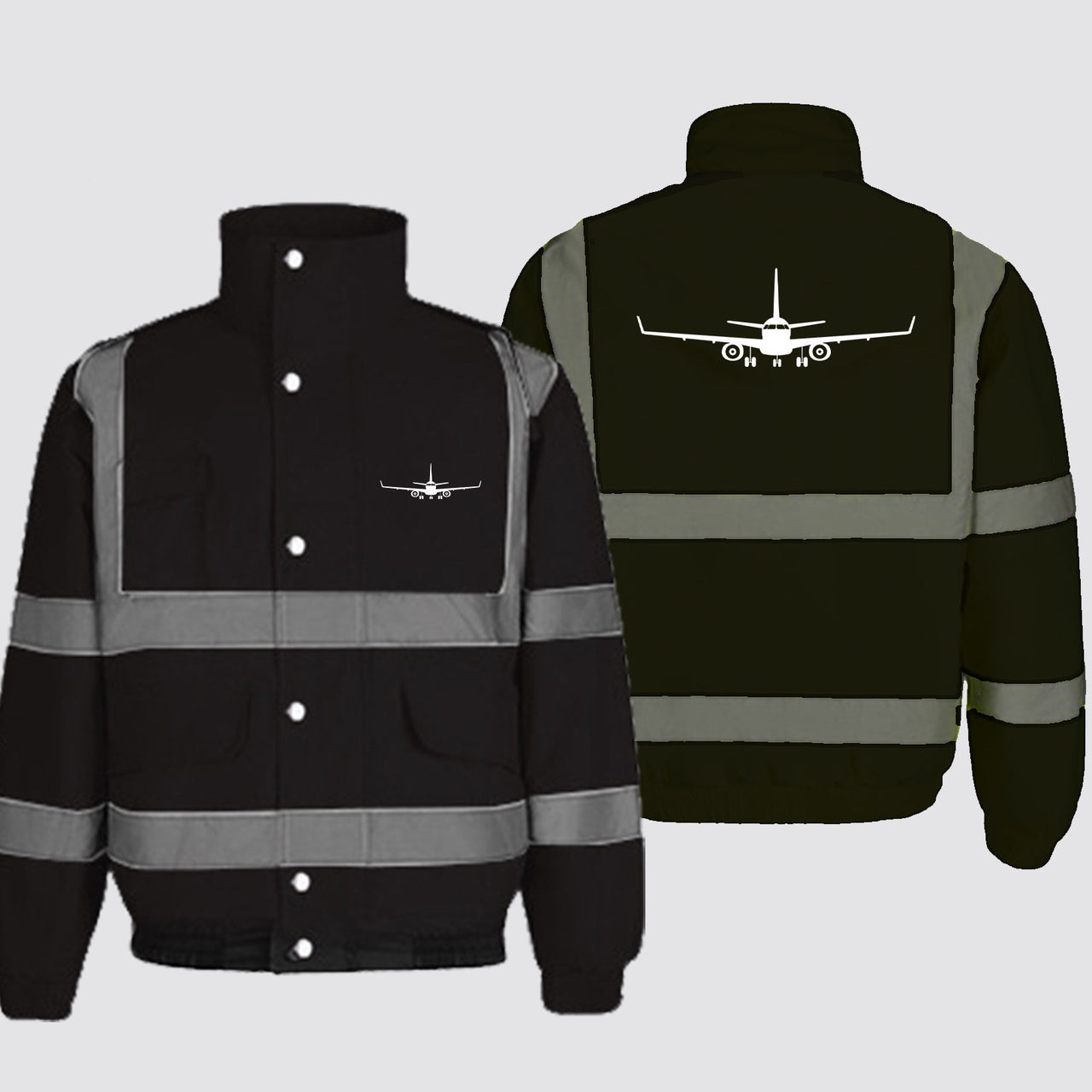 Embraer E-190 Silhouette Plane Designed Reflective Winter Jackets