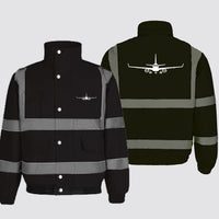 Thumbnail for Embraer E-190 Silhouette Plane Designed Reflective Winter Jackets