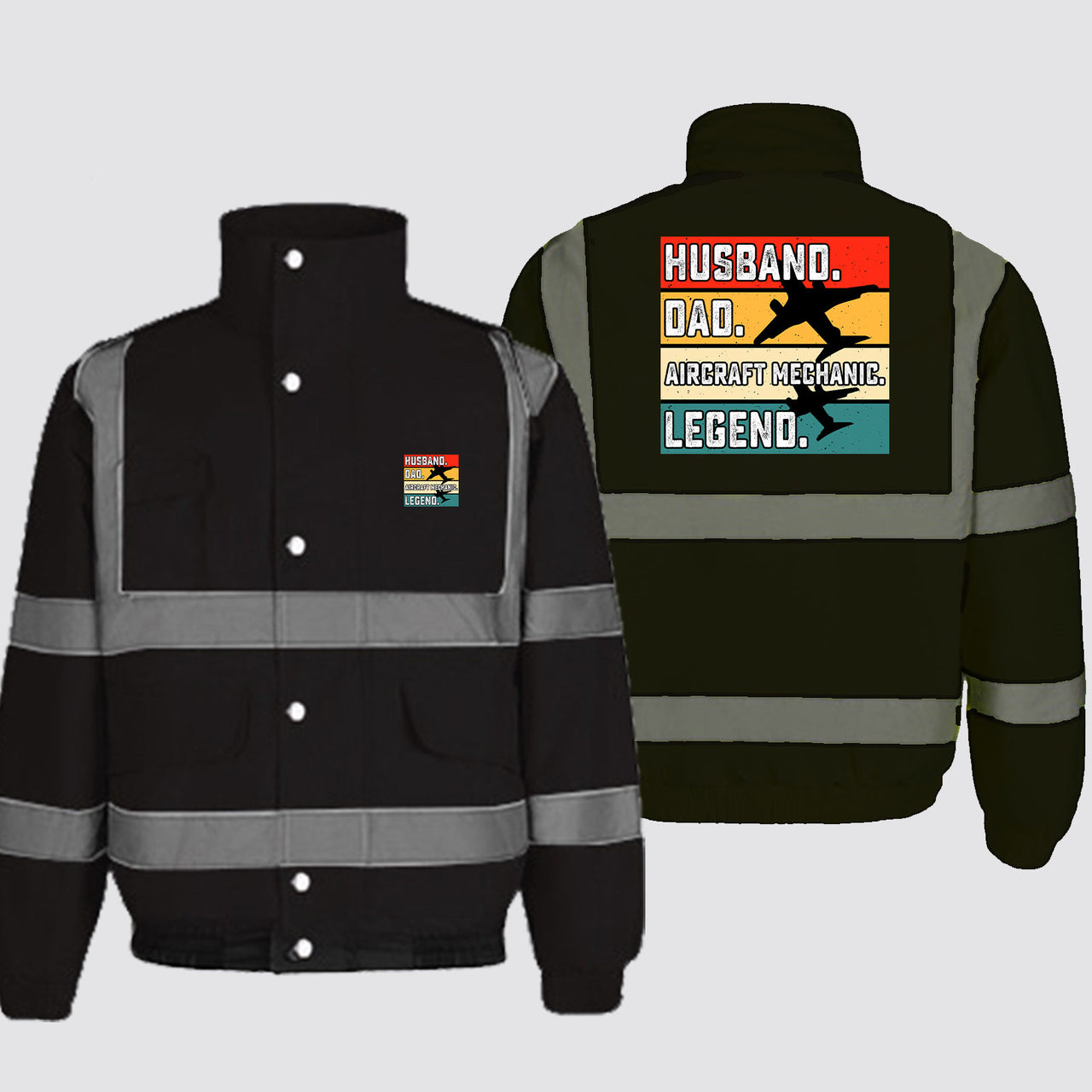 Husband & Dad & Aircraft Mechanic & Legend Designed Reflective Winter Jackets