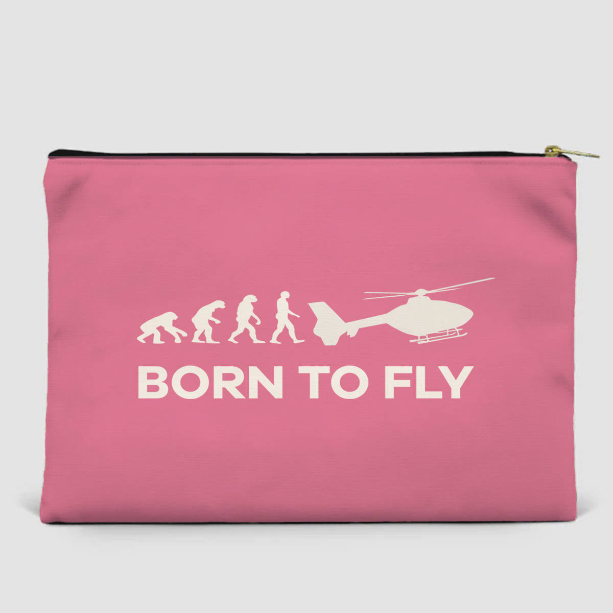 Born To Fly Helicopter Designed Zipper Pouch