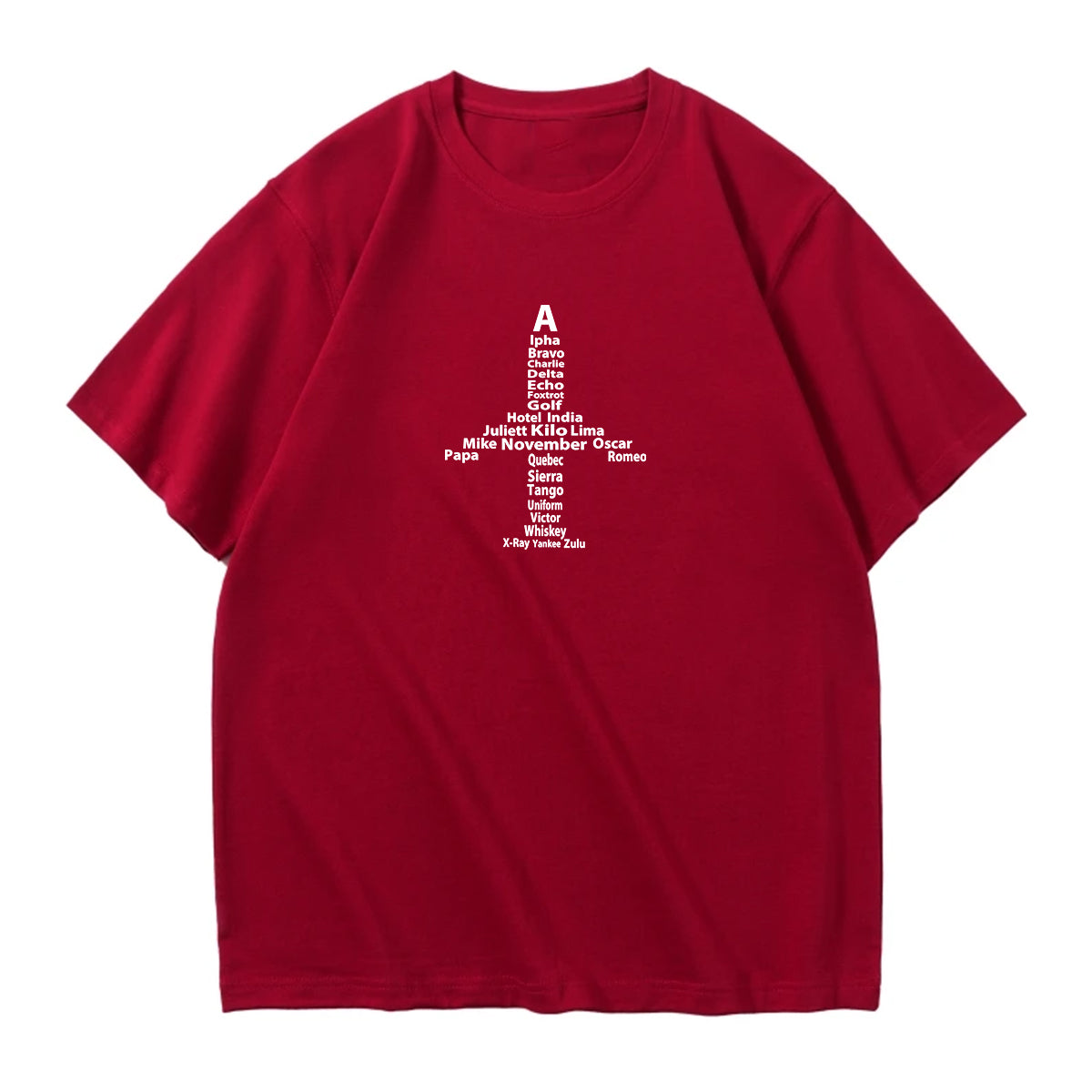 Airplane Shape Aviation Alphabet Designed Relax Fit T-Shirts