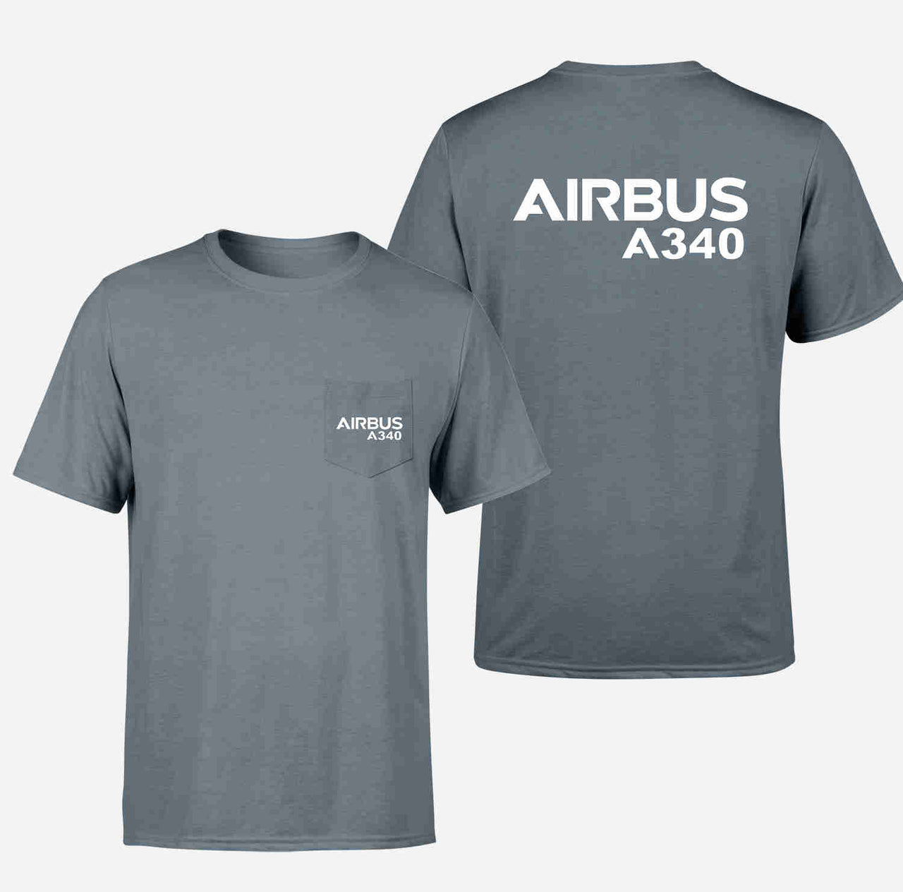 Airbus A340 & Text Designed Pocket T-Shirts