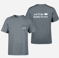 Thumbnail for Born To Fly Helicopter Designed Pocket T-Shirts