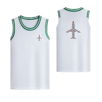 Thumbnail for Airplane Shape Aviation Alphabet Designed Basketball Style Sports Tank Tops