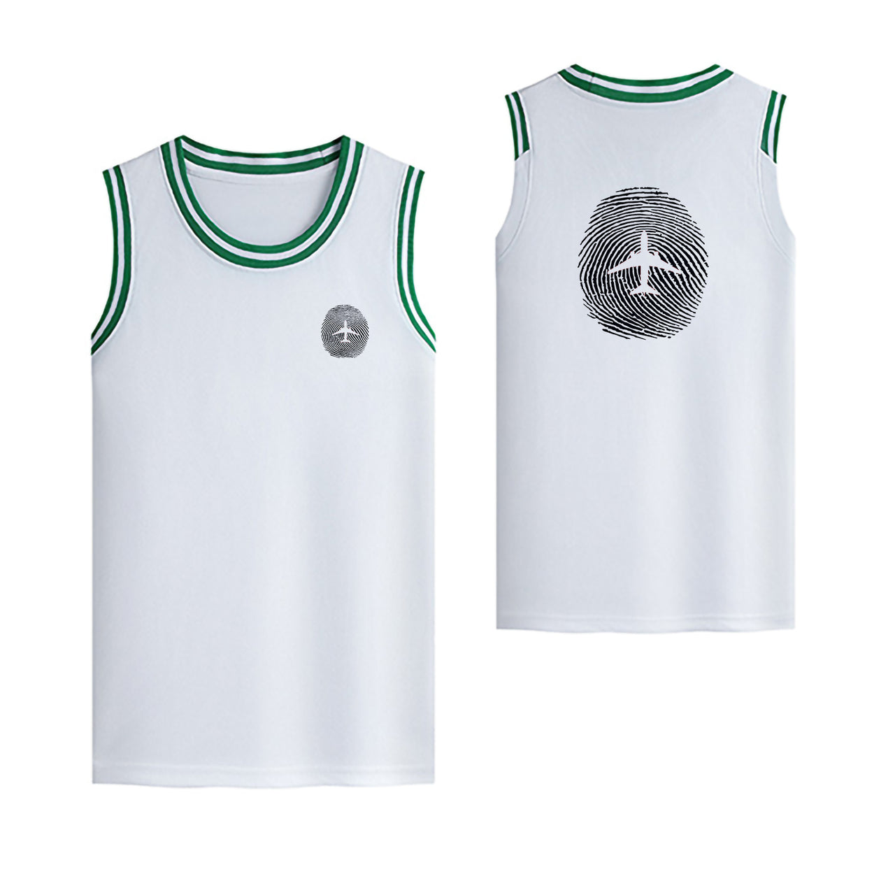 Aviation Finger Print Designed Basketball Style Sports Tank Tops