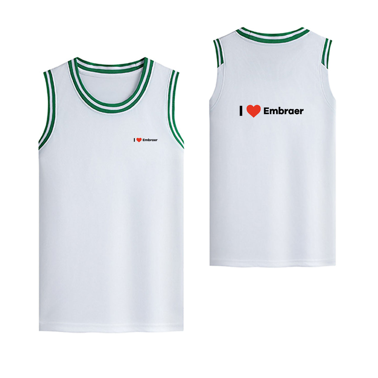 I Love Embraer Designed Basketball Style Sports Tank Tops