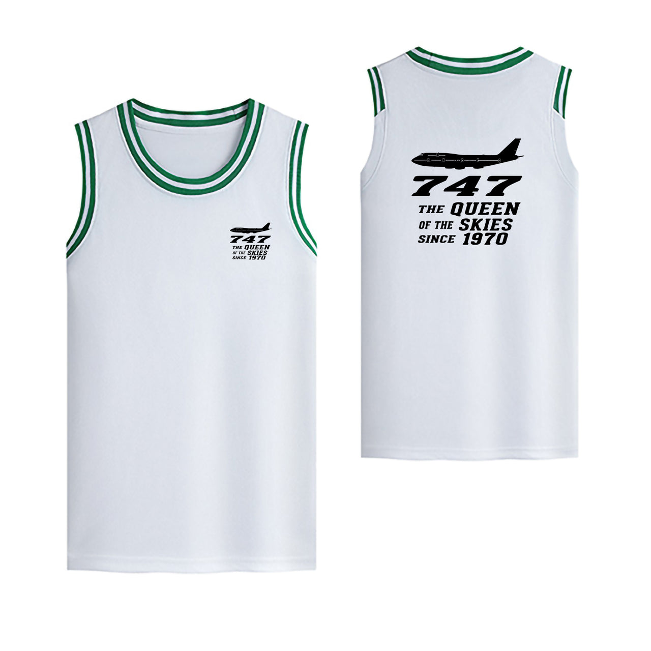 Boeing 747 - Queen of the Skies (2) Designed Basketball Style Sports Tank Tops