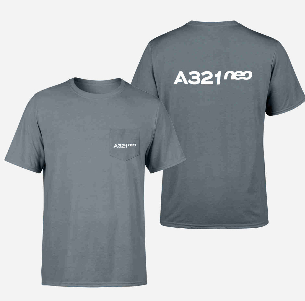 A321neo & Text Designed Pocket T-Shirts