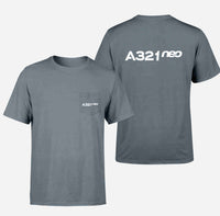 Thumbnail for A321neo & Text Designed Pocket T-Shirts