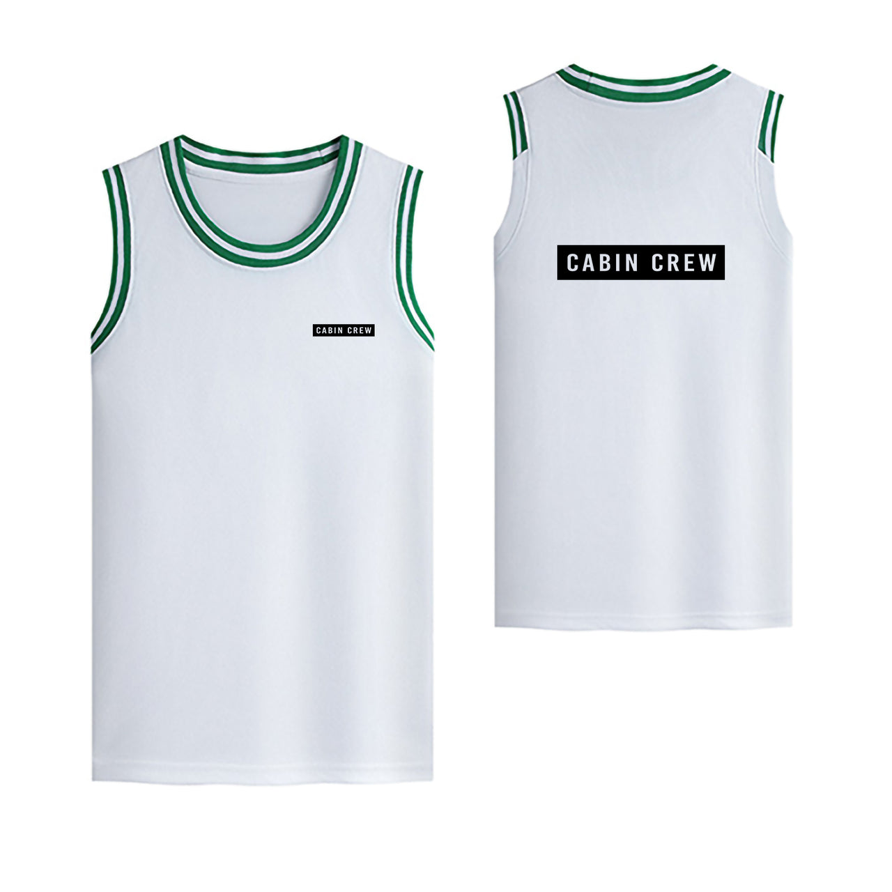 Cabin Crew Text Designed Basketball Style Sports Tank Tops