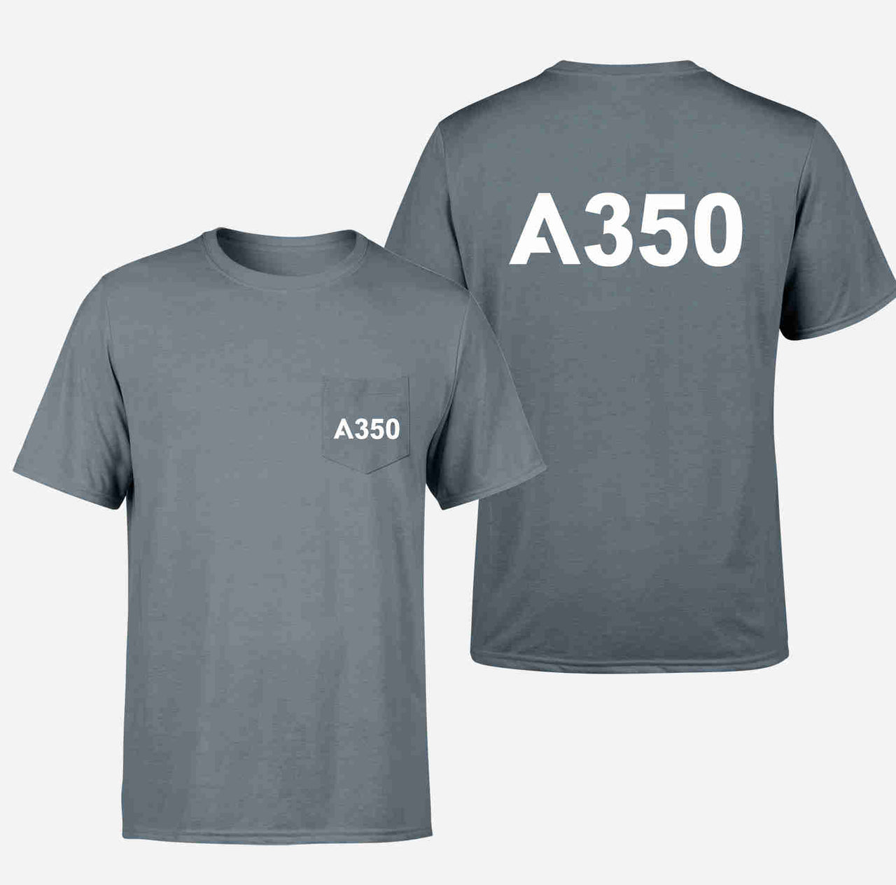 A350 Flat Text Designed Pocket T-Shirts