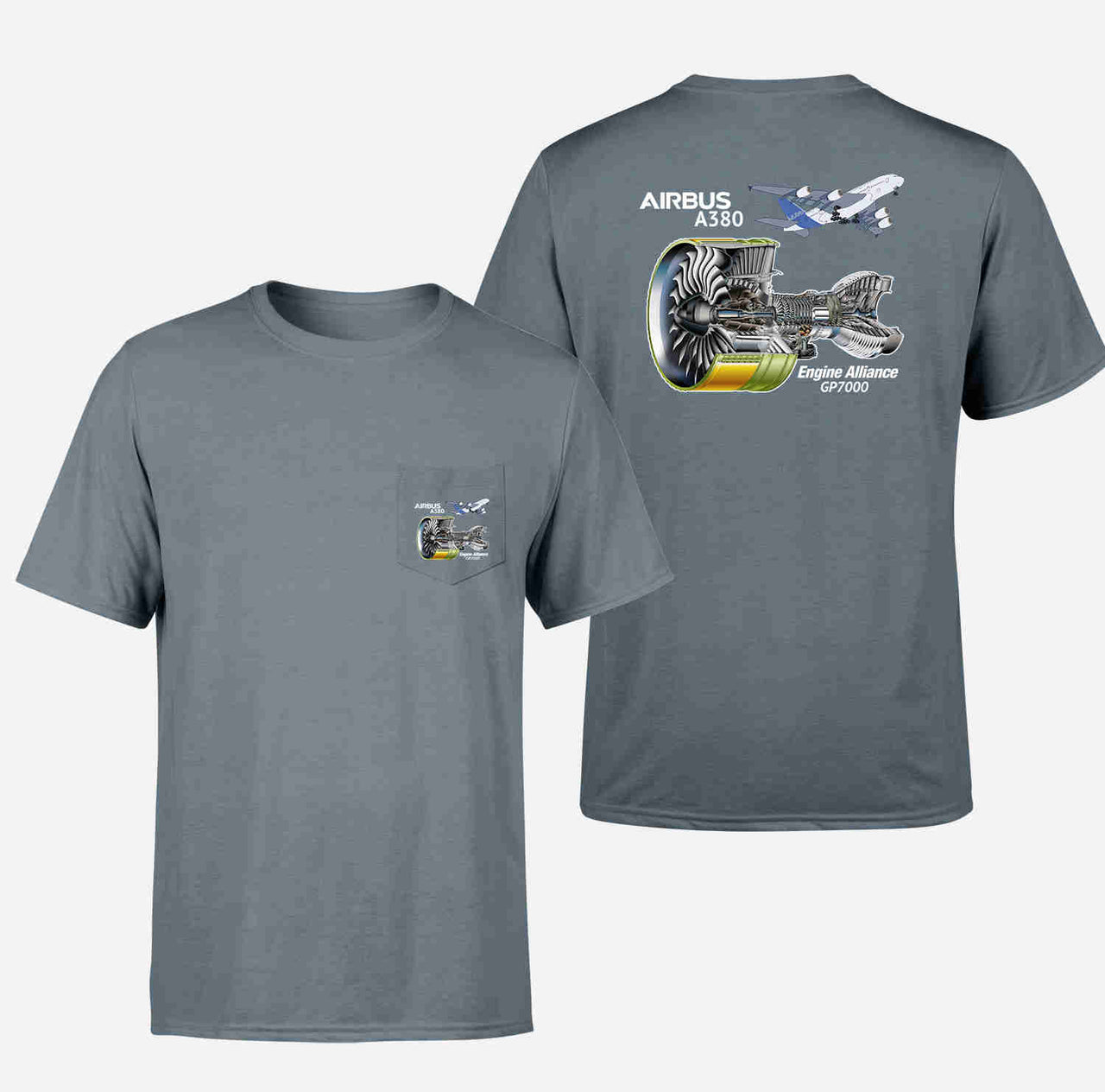 Airbus A380 & GP7000 Engine Designed Pocket T-Shirts