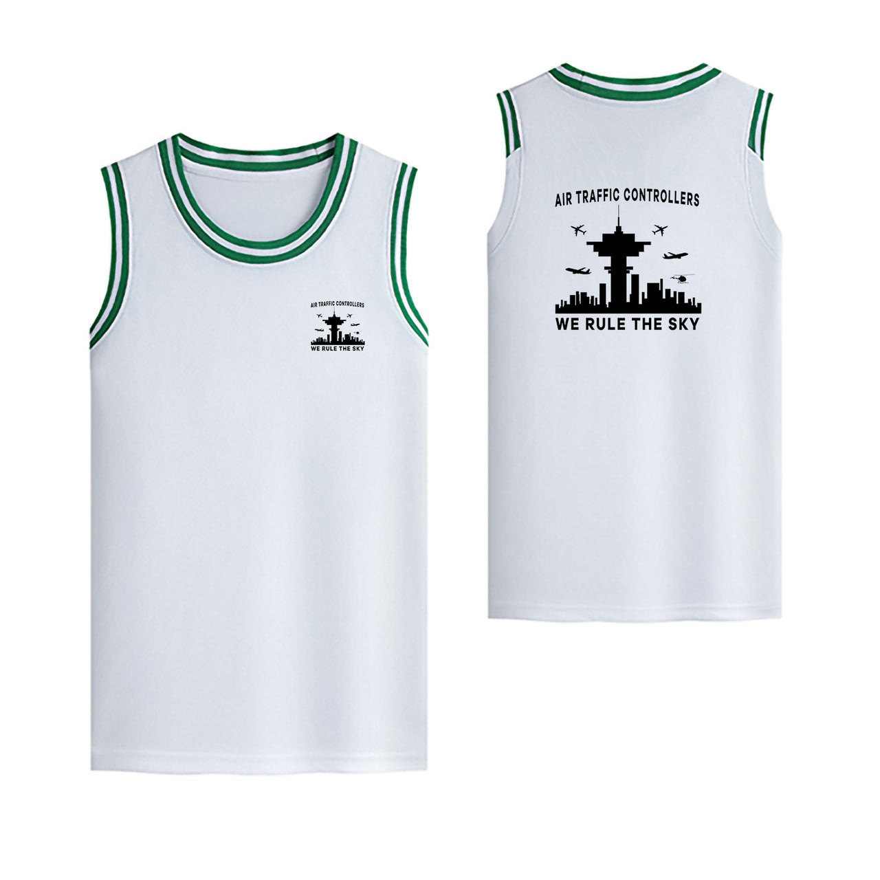 Air Traffic Controllers - We Rule The Sky Designed Basketball Style Sports Tank Tops