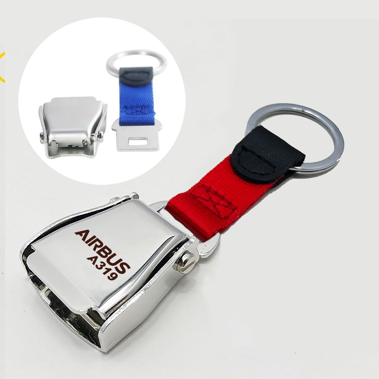 Airbus A319 & Text Designed Airplane Seat Belt Key Chains