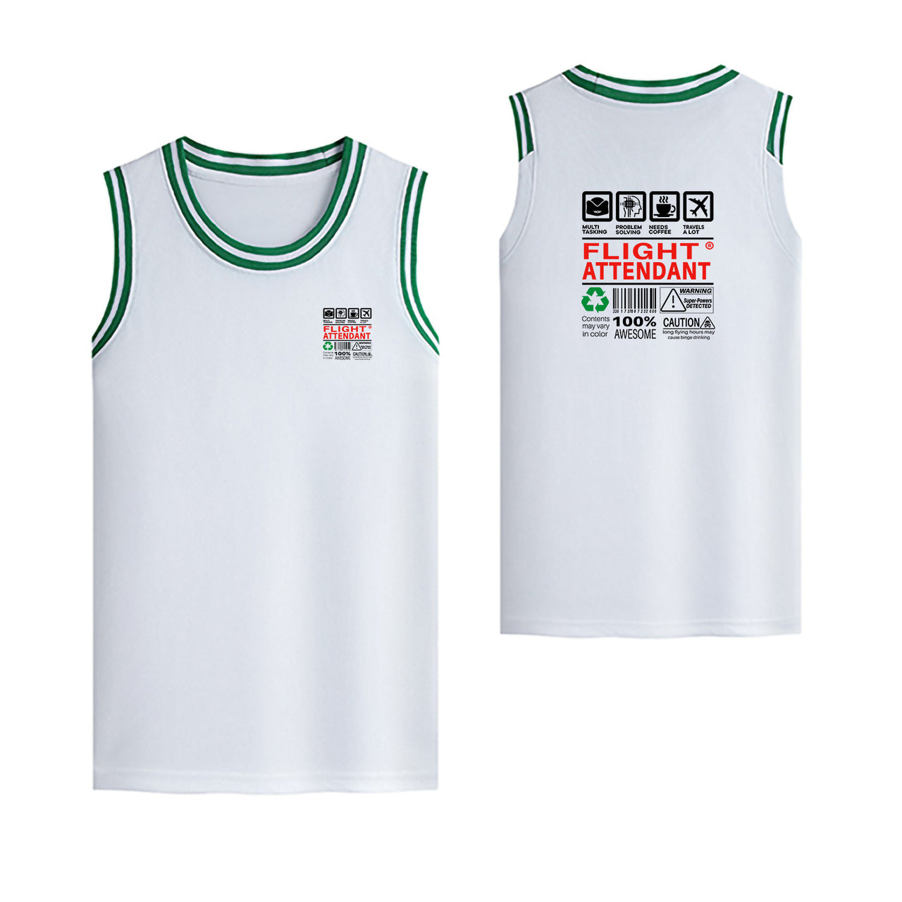 Flight Attendant Label Designed Basketball Style Sports Tank Tops