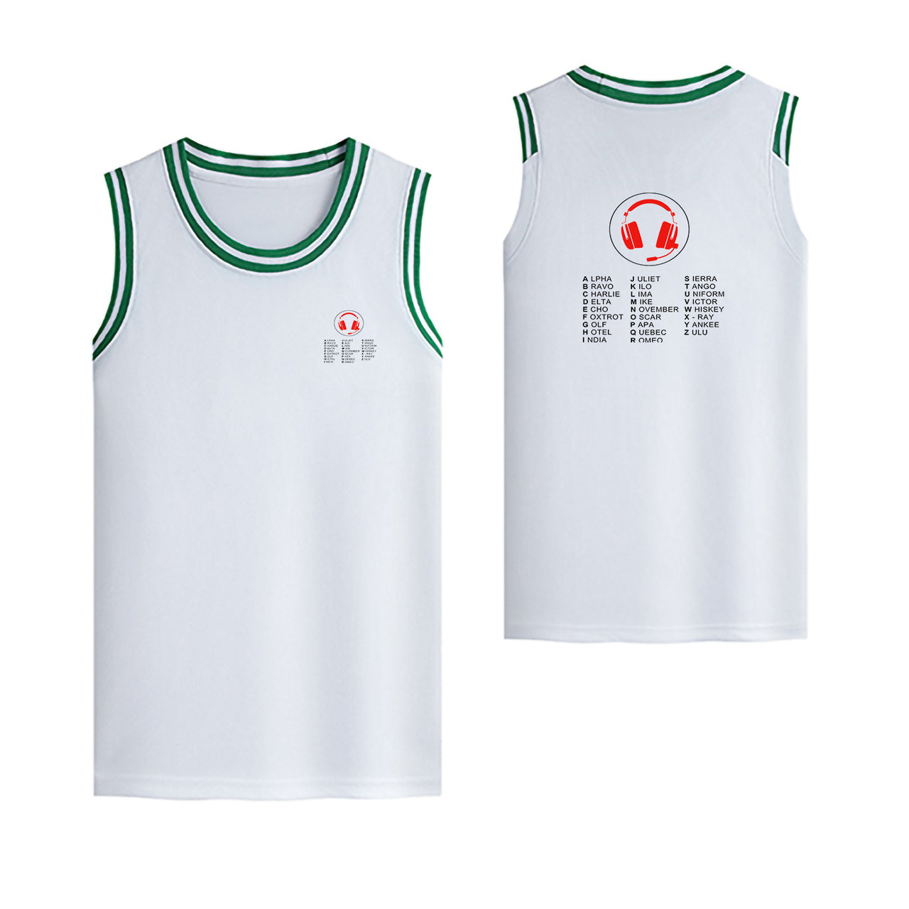 Aviation Alphabet 3 Designed Basketball Style Sports Tank Tops