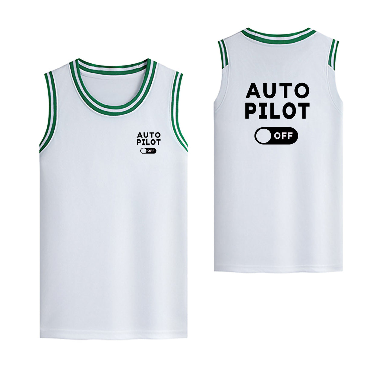 Auto Pilot Off Designed Basketball Style Sports Tank Tops