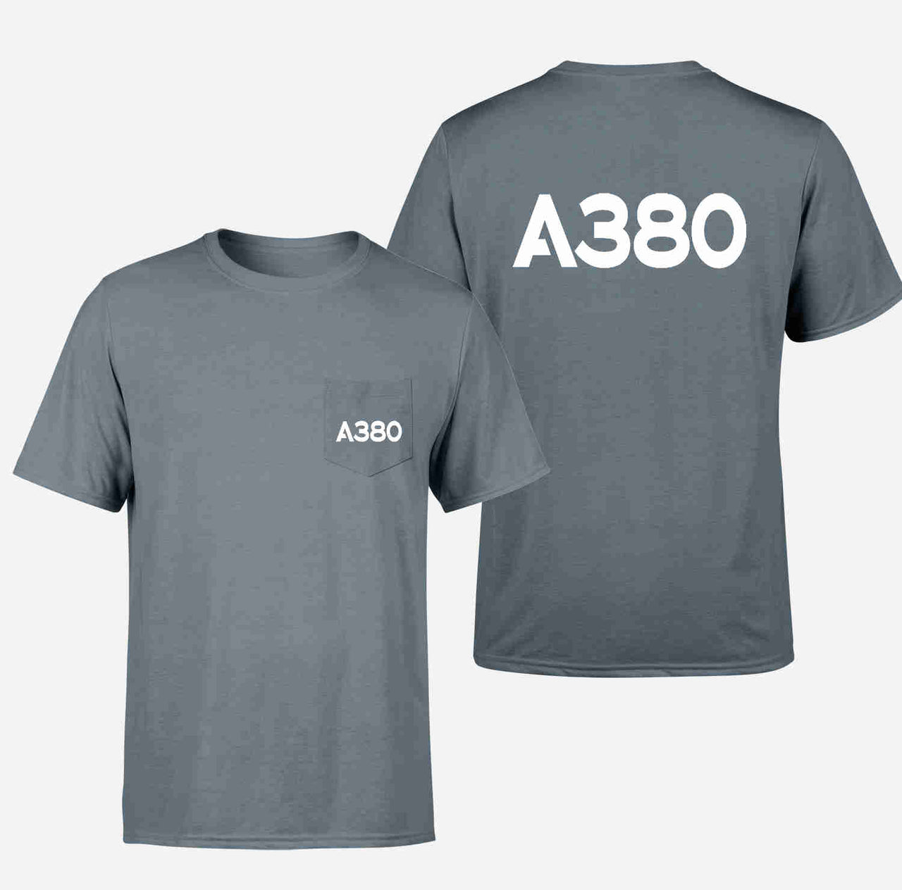 A380 Flat Text Designed Pocket T-Shirts