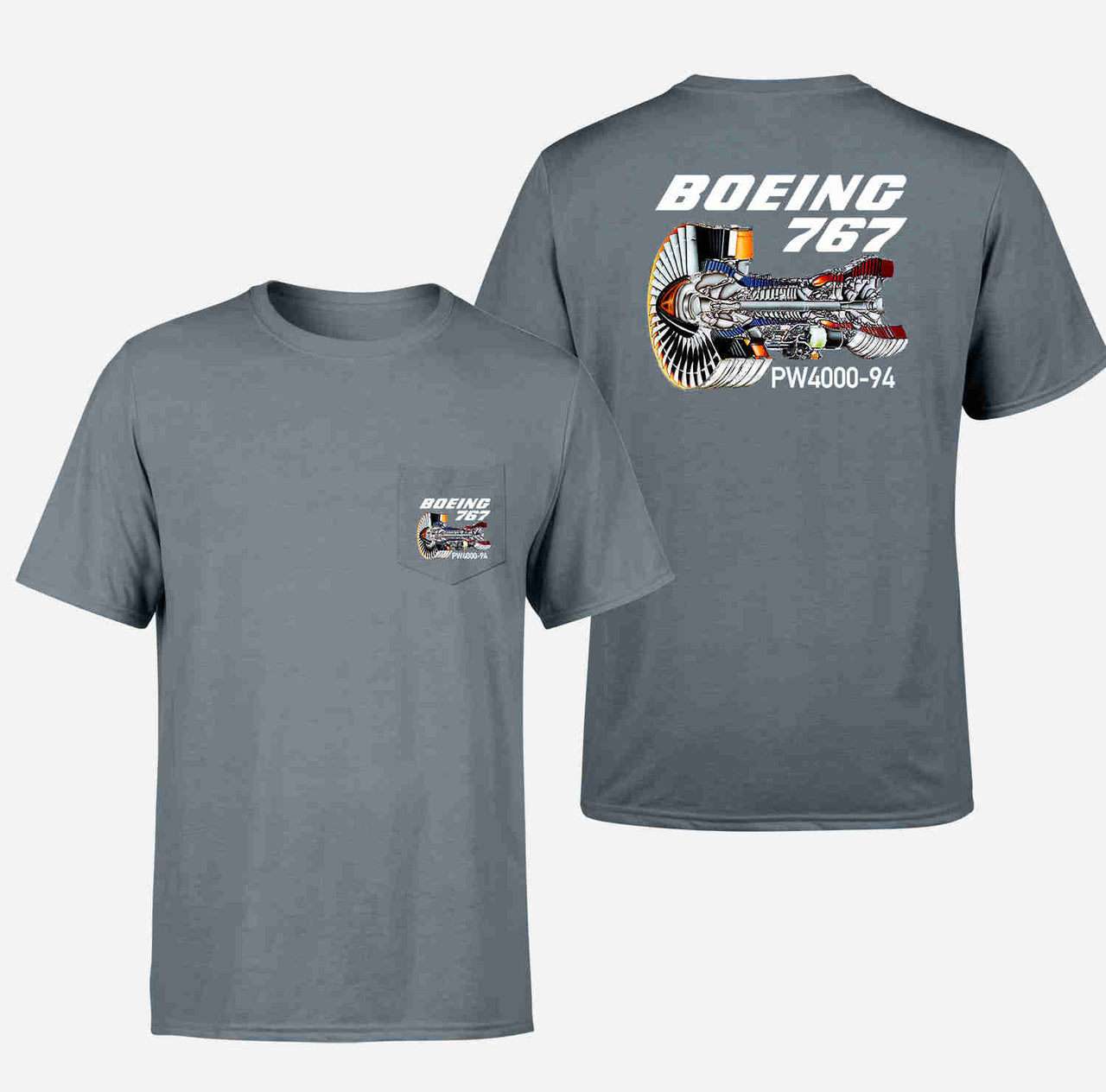 Boeing 767 Engine (PW4000-94) Designed Pocket T-Shirts