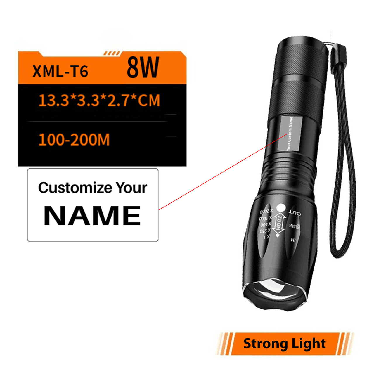 LED Telescopic Focusing Strong Aluminum Alloy Light Flashlight