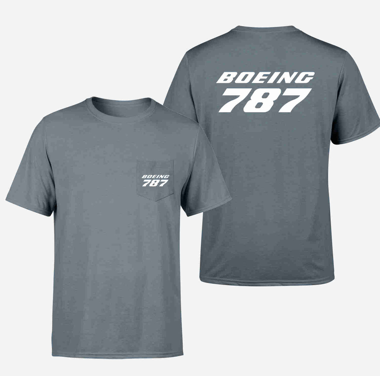 Boeing 787 & Text Designed Pocket T-Shirts