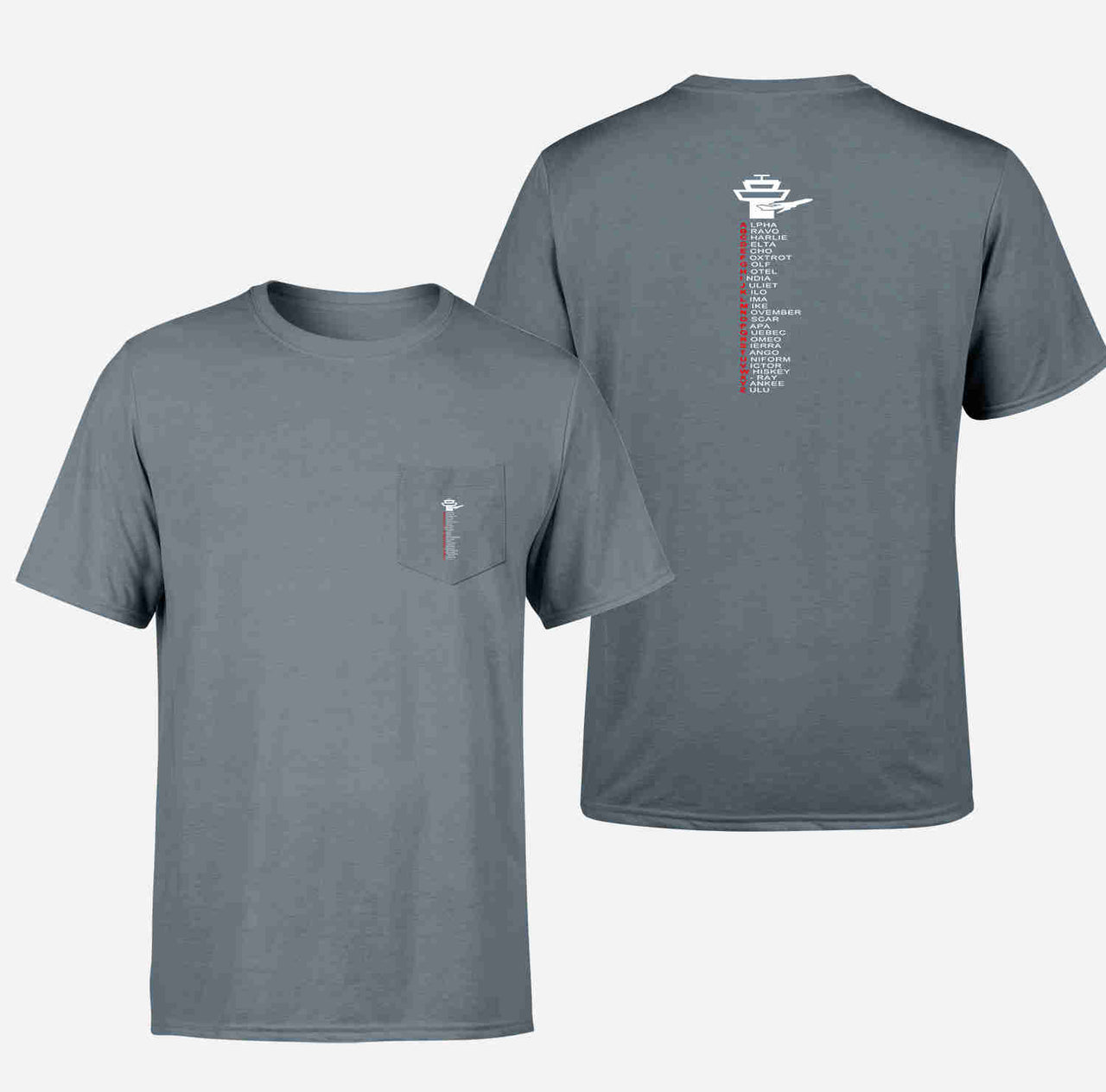 Aviation Alphabet Designed Pocket T-Shirts