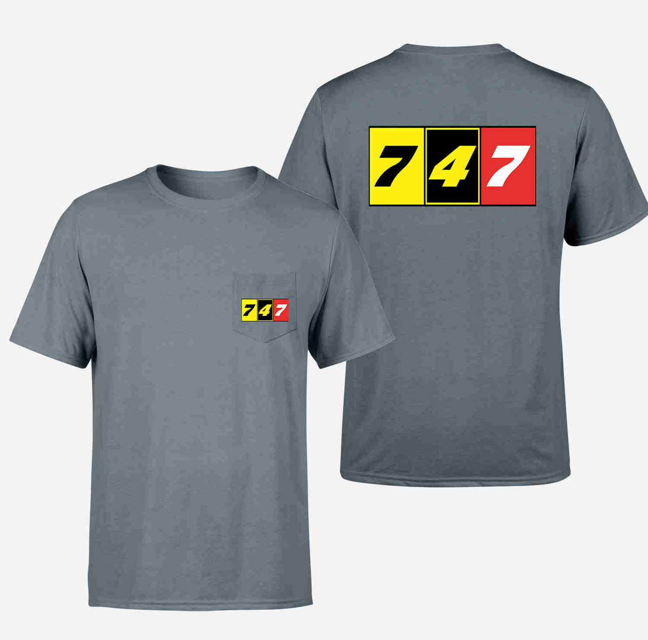 Flat Colourful 747 Designed Pocket T-Shirts