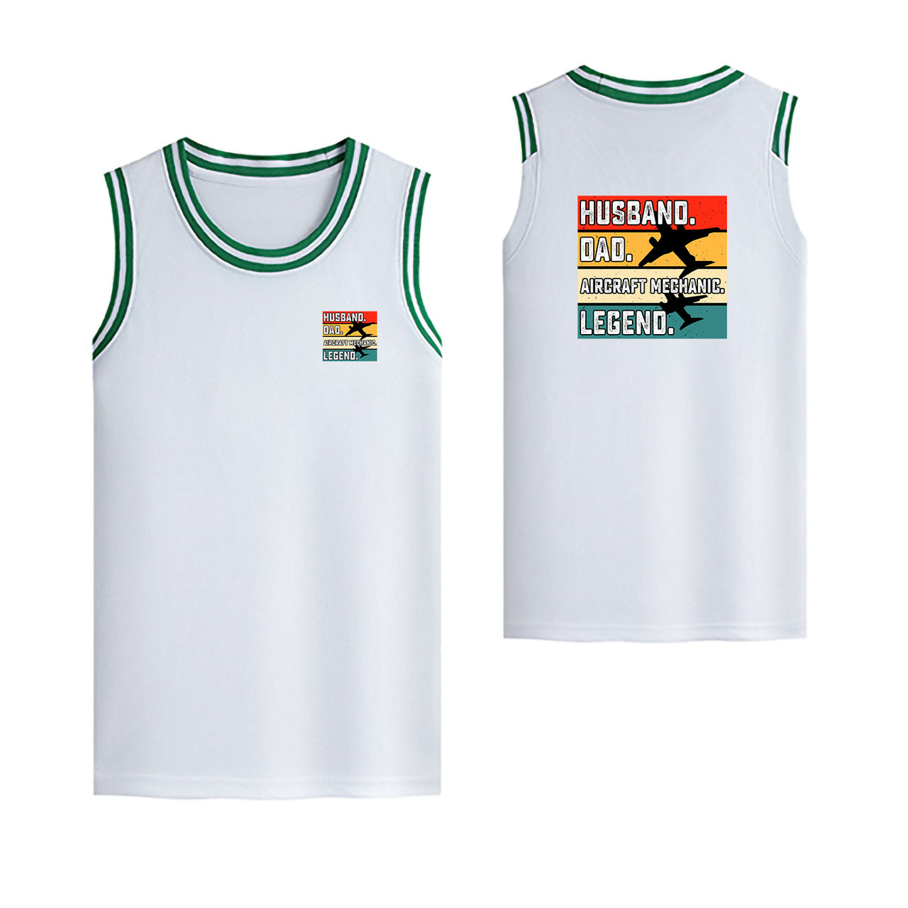 Husband & Dad & Aircraft Mechanic & Legend Designed Basketball Style Sports Tank Tops