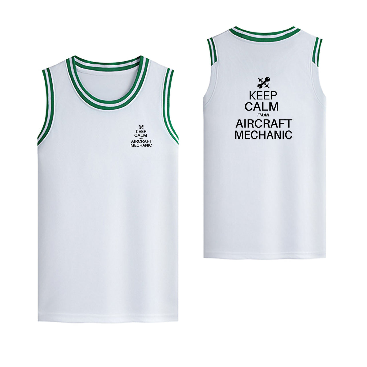 Aircraft Mechanic Designed Basketball Style Sports Tank Tops