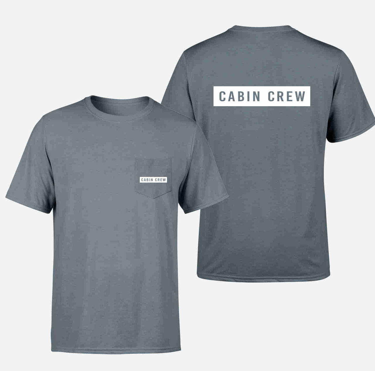 Cabin Crew Text Designed Pocket T-Shirts