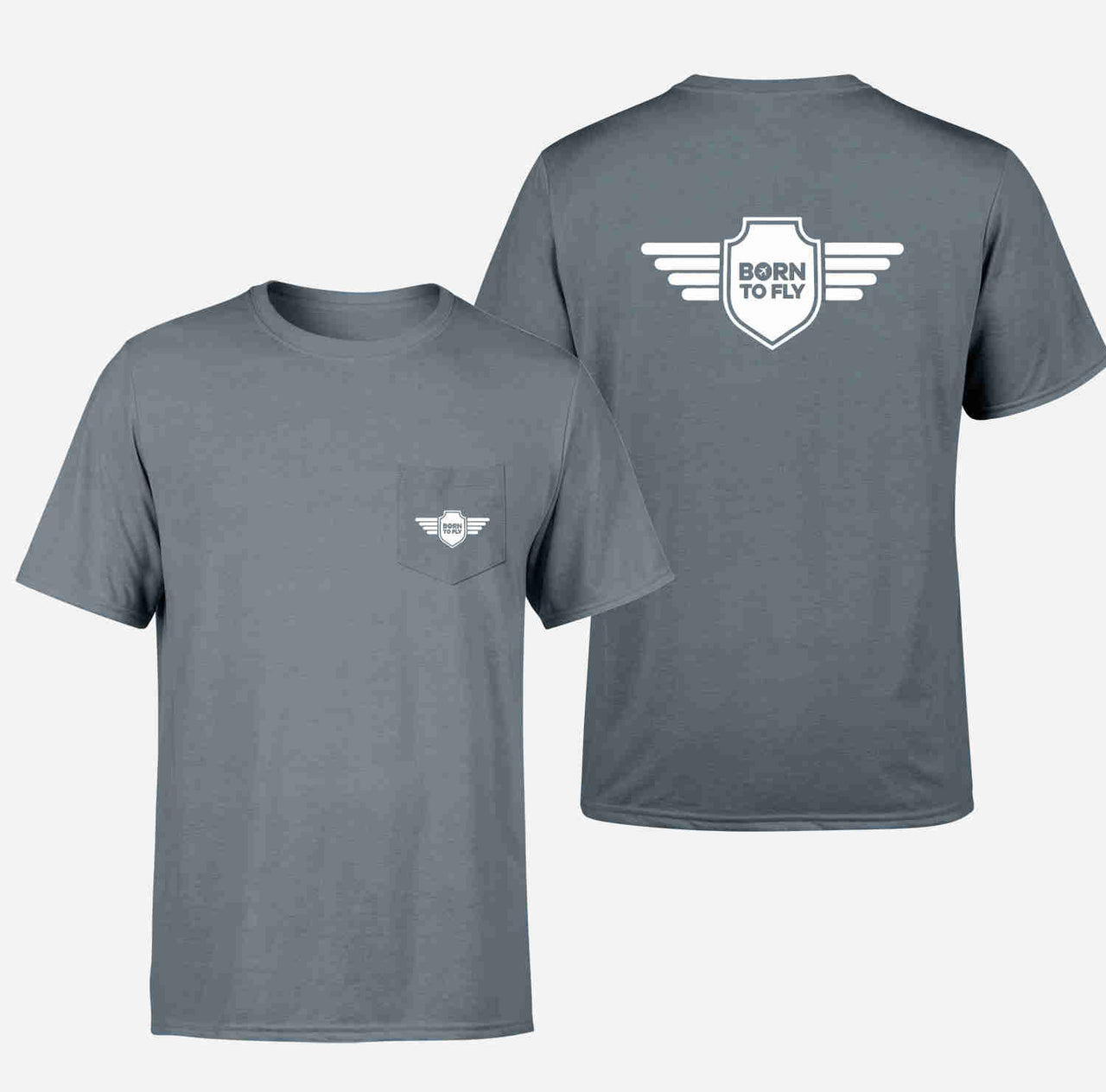 Born To Fly & Badge Designed Pocket T-Shirts