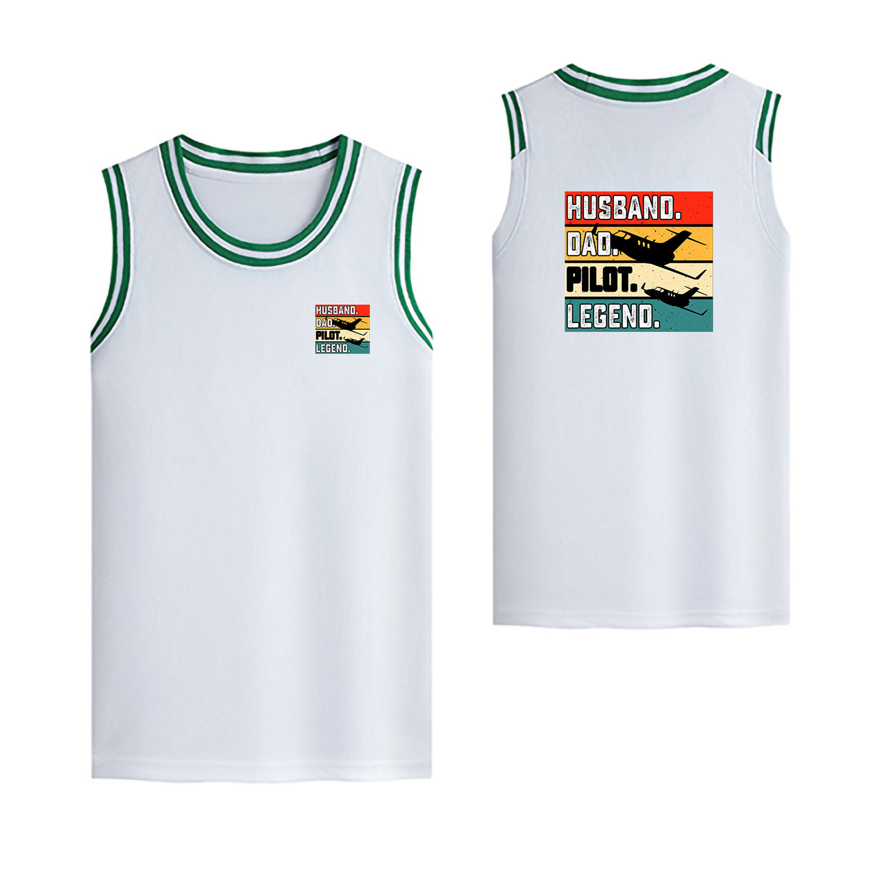 Husband & Dad & Pilot & Legend Designed Basketball Style Sports Tank Tops