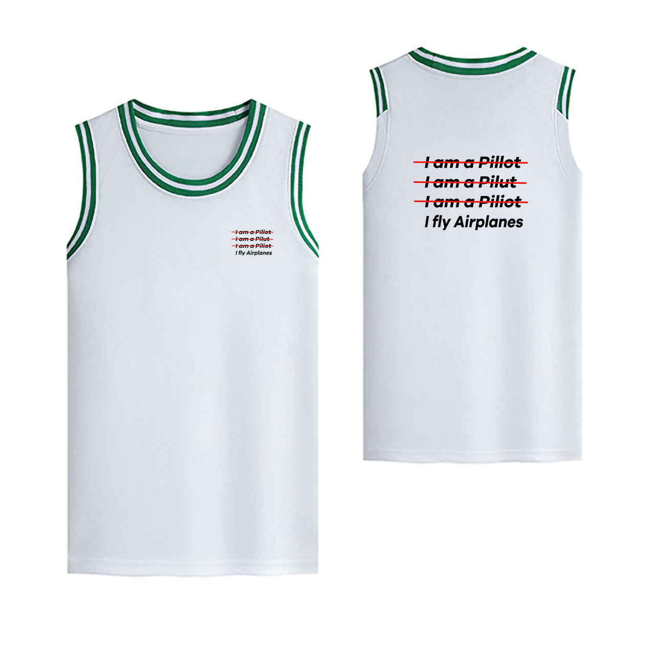 I Fly Airplanes Designed Basketball Style Sports Tank Tops