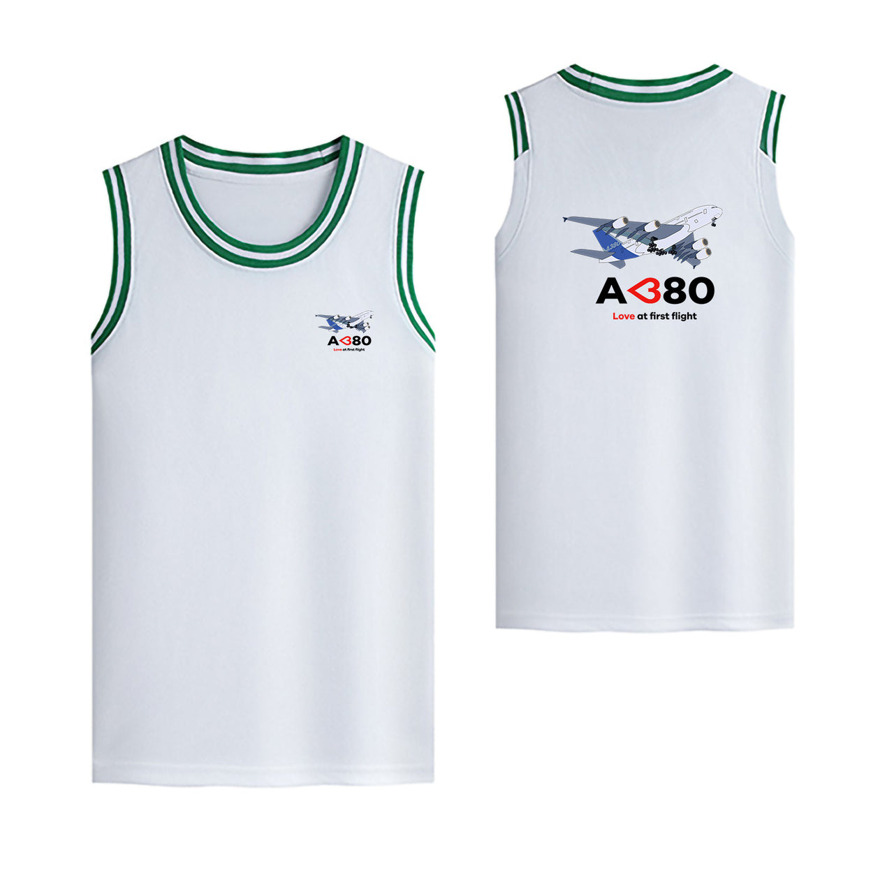 Airbus A380 Love at first flight Designed Basketball Style Sports Tank Tops