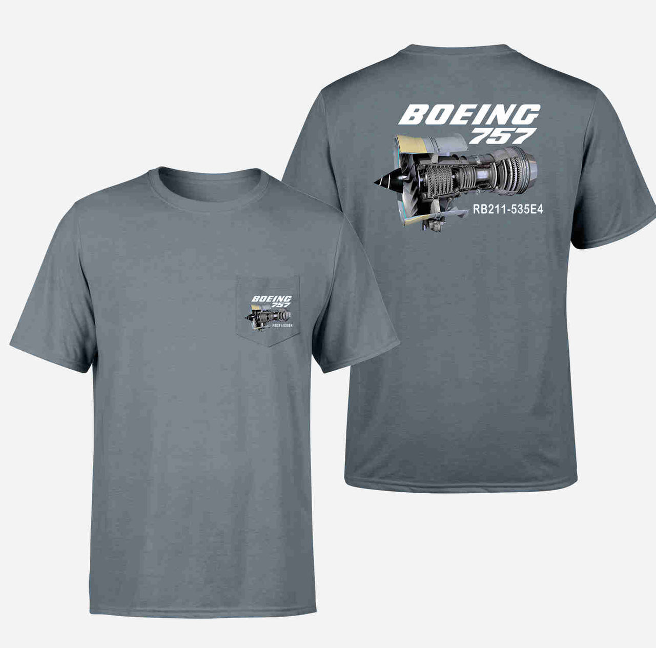 Boeing 757 & Rolls Royce Engine (RB211) Designed Pocket T-Shirts