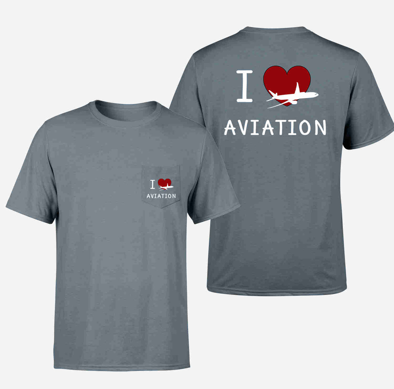 I Love Aviation Designed Pocket T-Shirts